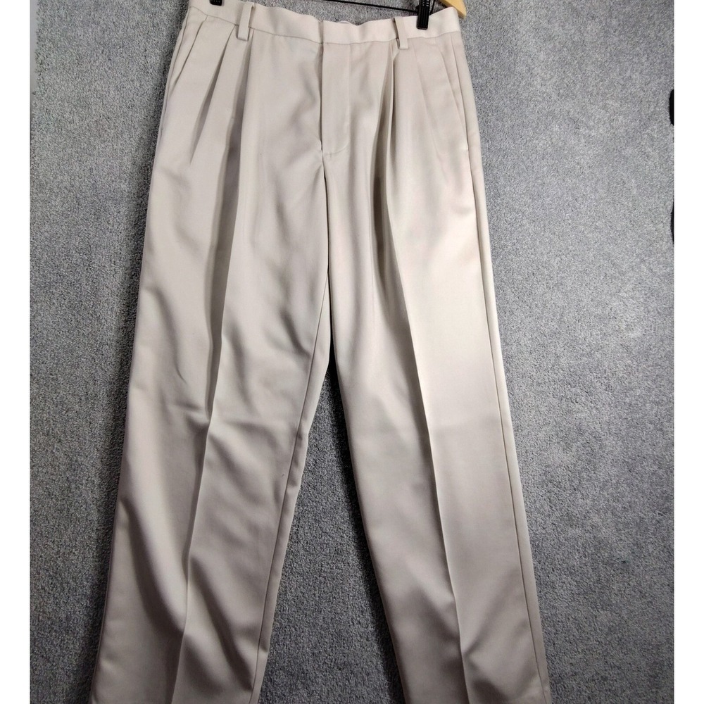 Dockers D3 Classic Fit Pleated Dress Pants Beige Cotton 33x30 Mens Khaki